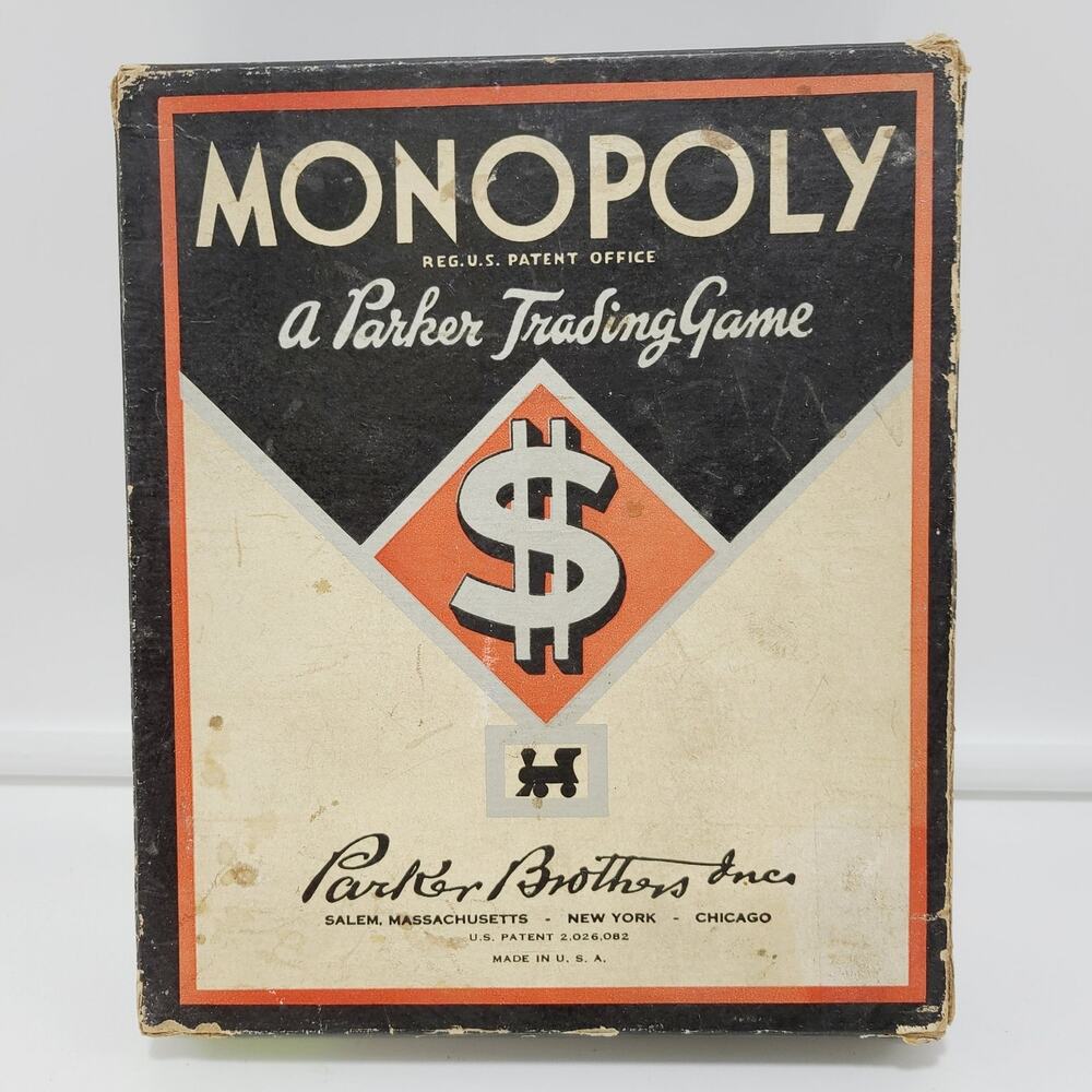Monopoly 1936 Antique Vintage Black NO BOARD **IOB**